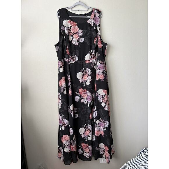 Torrid Dress Womens Plus Size 26 Black Floral Event Flowy Maxi Cottagecore Party - Picture 8 of 16